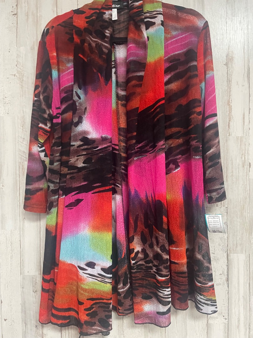BROWN CREATION PRINTED CARDIGAN, LADIES XL