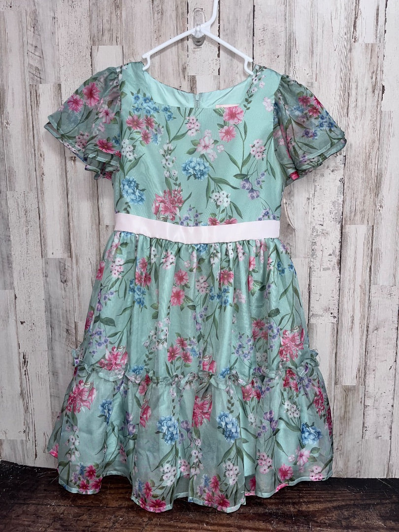 GREEN BISCOTTI FLORAL TIER DRESS, GIRL 10
