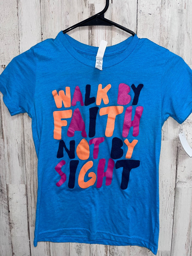 BLUE BELLA WALK BY FAITH TEE, GIRL 10/12