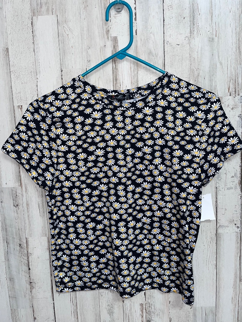 BLACK SPLASH DAISY PRINT TEE, GIRL 10/12