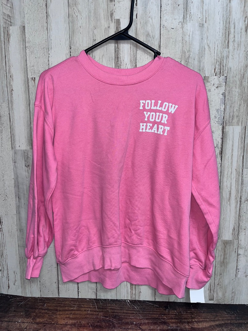 PINK OLD NAVY FOLLOW YOUR HEART CREW NECK, GIRL 14/16