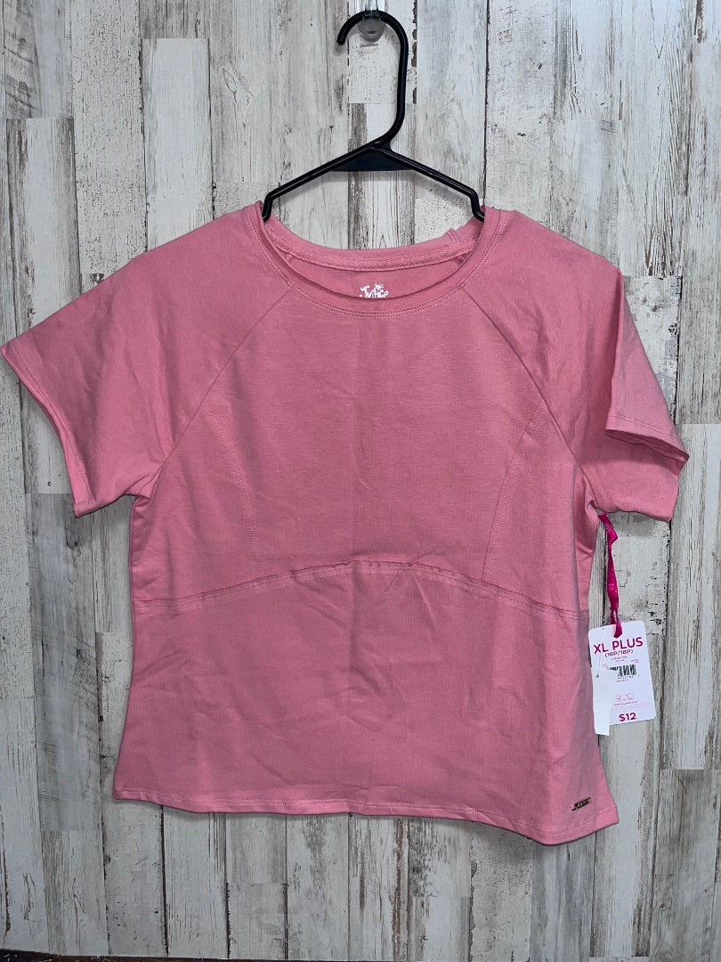 MAUVE JUSTICE NEW STRETCH RAW EDGE TEE, GIRL 16 PLUS
