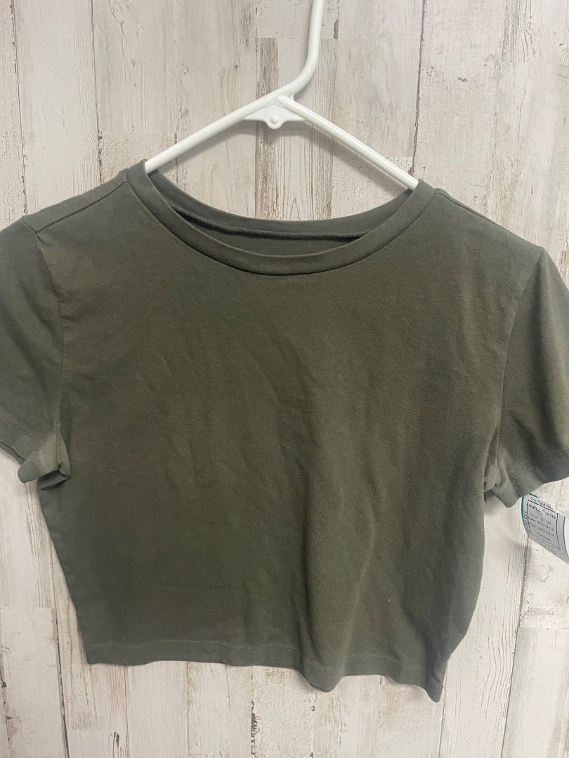 OLIVE WILD FABLE CROP COTTON TEE, LADIES M