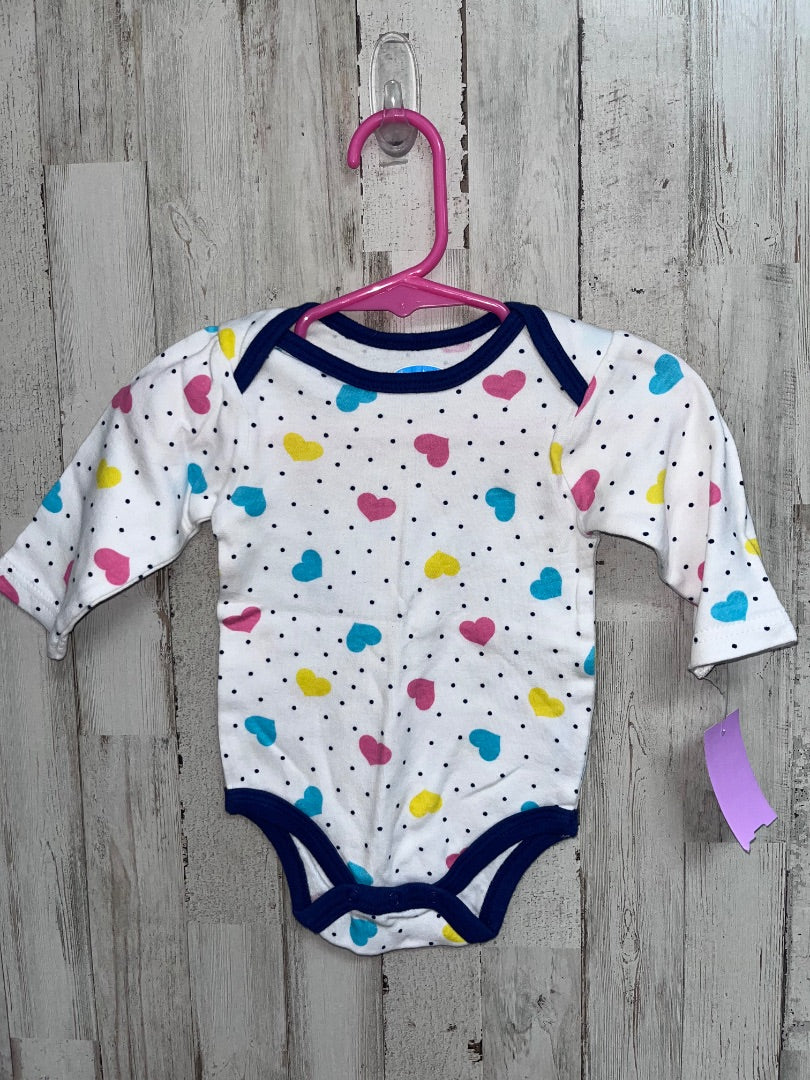 WHITE BON BEBE HEART ONESIE, GIRL 6-9M