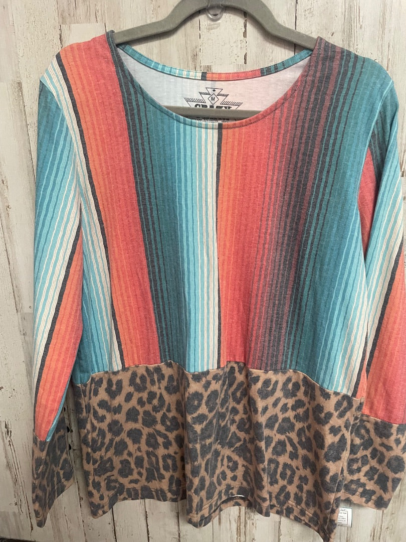 TEAL CRAZY TRAIN STRIPE PELUM TOP, LADIES M