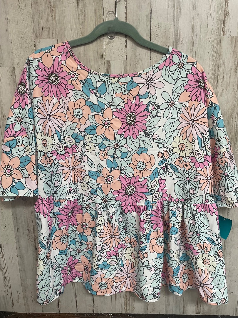 WHITE EMERY ROSE FLORAL TOP, LADIES XL