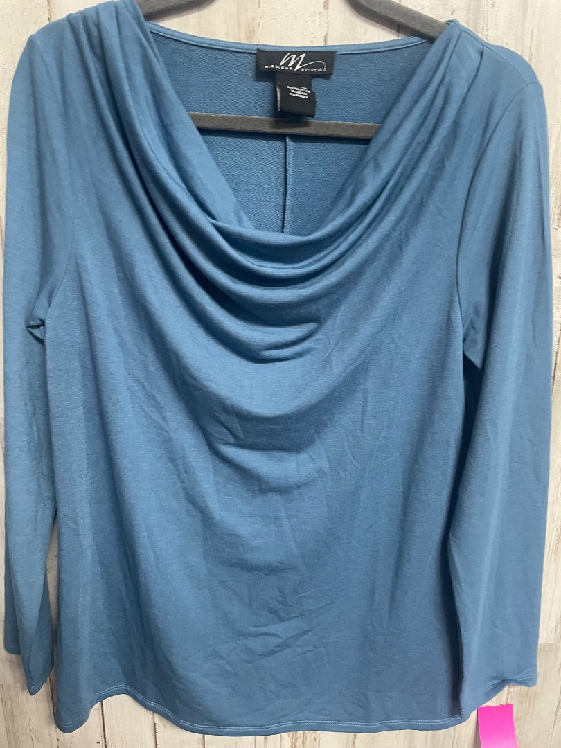 BLUE MIDNIGHT VELVET SLOUCH NECK TOP, LADIES M