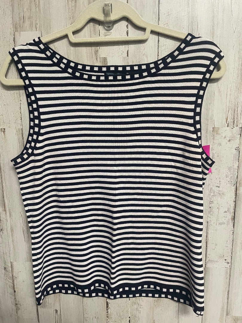 NAVY/IVORY YARN AND STITCHES STRIPE KNIT TANK, LADIES M