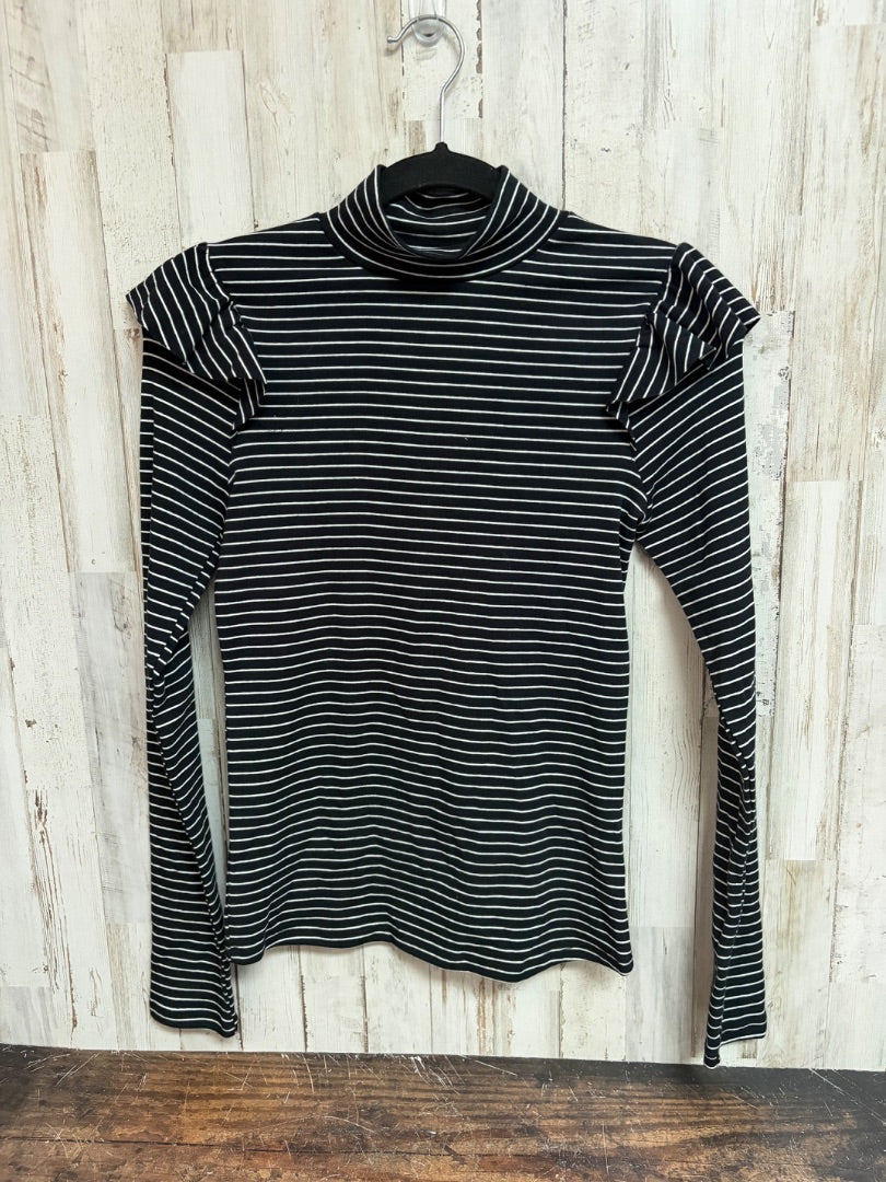 BLACK OAK & TRELLIS NEW STRIPE RUFFLE SHOULDER TOP, LADIES S