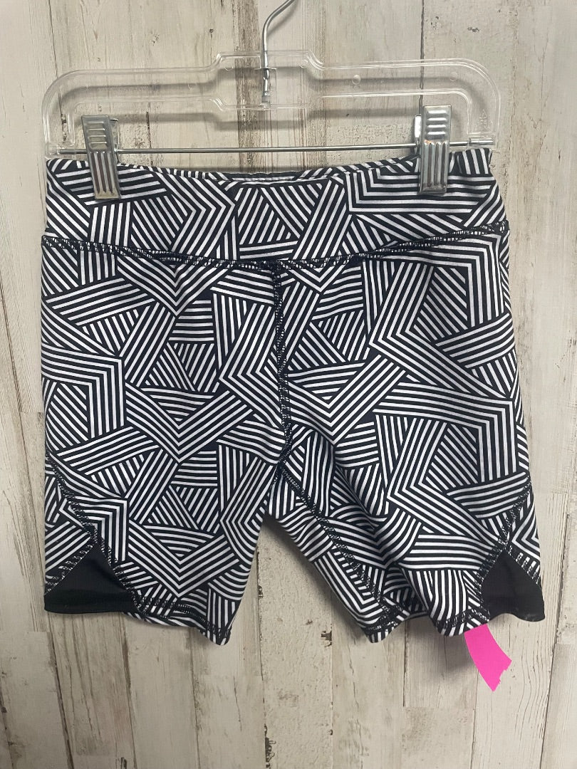 BLACK/WHITE ATHLETIC WORKS PRINTED BIKER SHORTS, GIRL 7/8