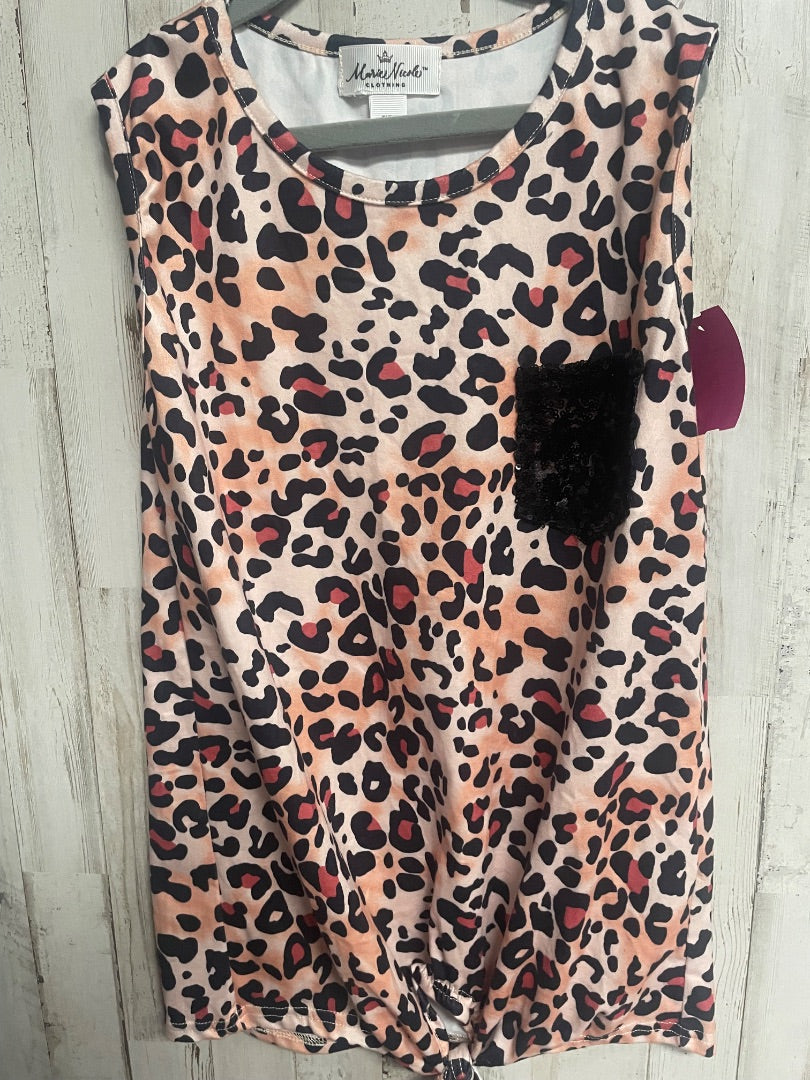 TAN BOUTIQUE CHEETAH SEQUIN POCKET TANK, GIRL 12/14