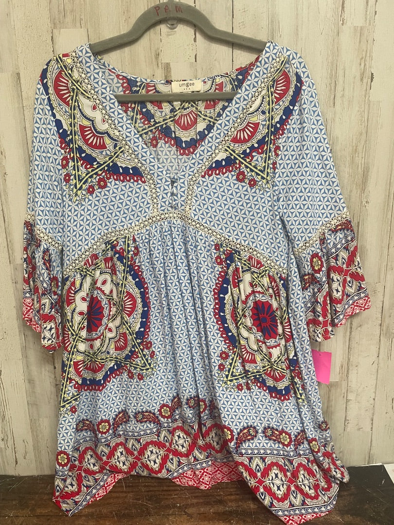 BLUE UMGEE PAISLEY PRINT SWIM COVER, LADIES S