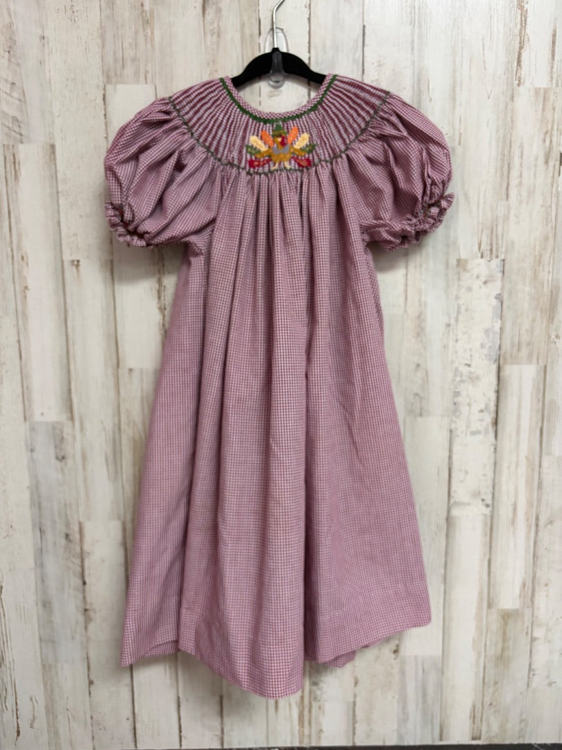 BROWN REMEMBER NGUYEN TURKEY SMOCKED GINGHAM DRESS, GIRL 2T
