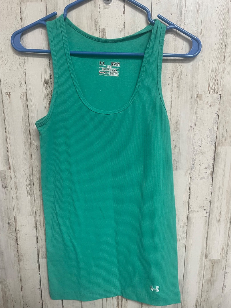 GREEN UNDER ARMOUR RIBBED FITTED TANK, LADIES M