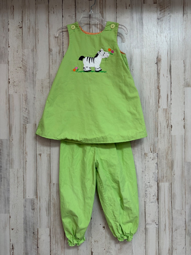 ORANGE/GREEN MULLBERRY ST BOO! REVERSIBLE 2PC APPLIQUE SET, GIRL 4T
