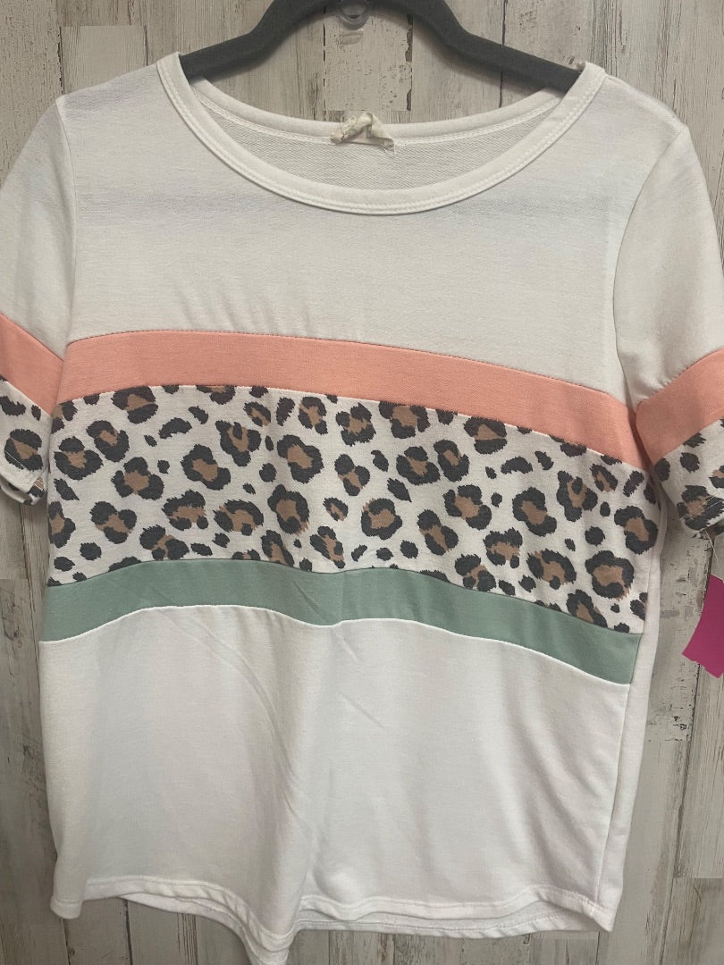 WHITE/PEACH/GREEN BIBI CHEETEAH STRIPE TOP, LADIES S
