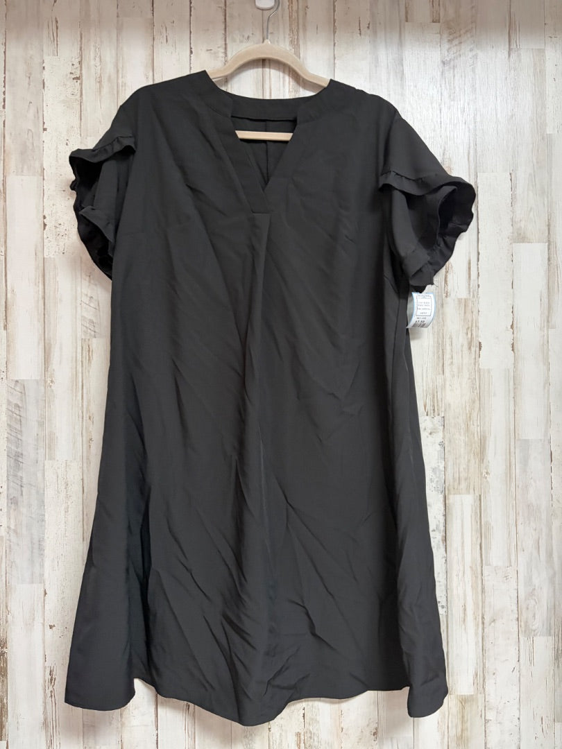 BLACK SHEIN RUFFLE SLEEVE V NECK DRESS, LADIES XL