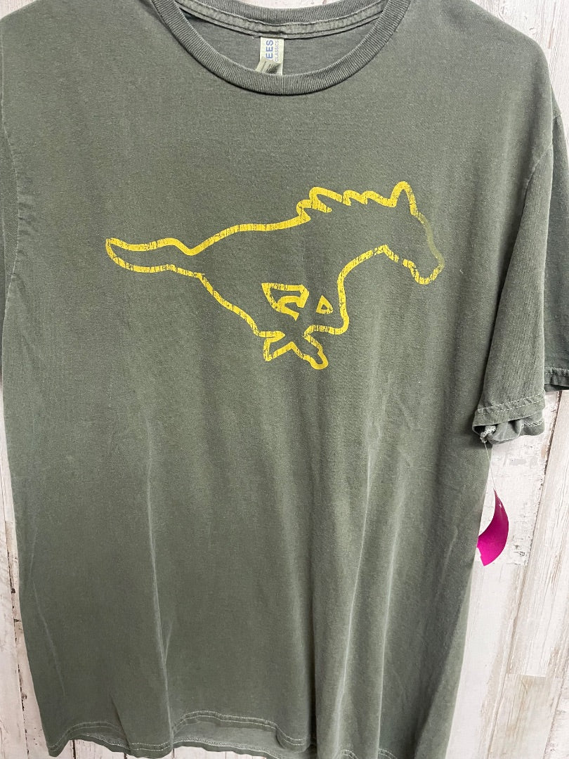 OLIVE JERZEES MUSTANGS LOGO TEE, LADIES L