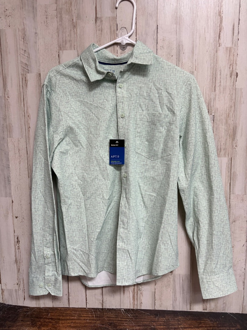 GREEN APT 9 NEW SLIM FIT PRINTED BUTTON UP, BOY ADULT S