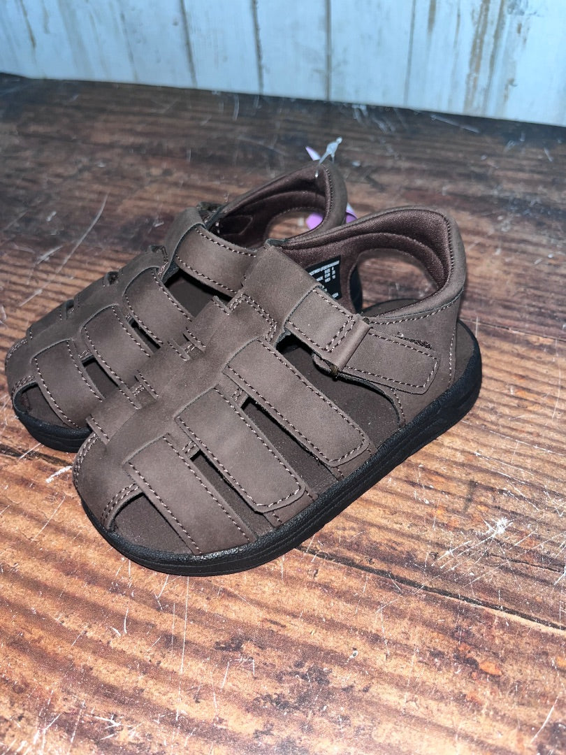 BROWN WONDER NATION VELCRO STRAP SANDALS, SHOES 8