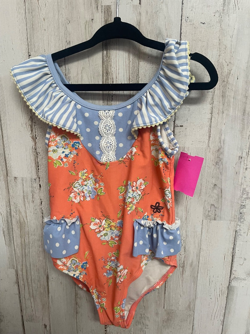 ORANGE/BLUE MATILDA JANE FLORAL DOT SWIM, GIRL 4T