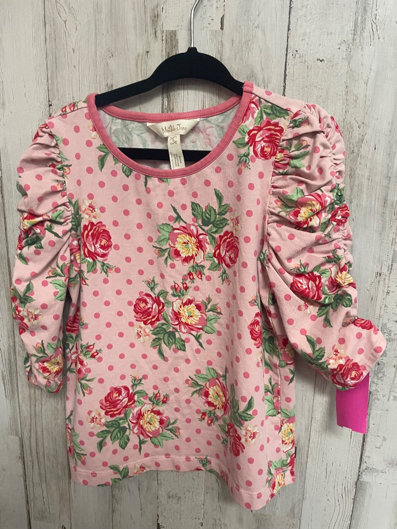 PINK MATILDA JANE ROSE DOTTED PUFF SLEEVE SHIRT, GIRL 6X