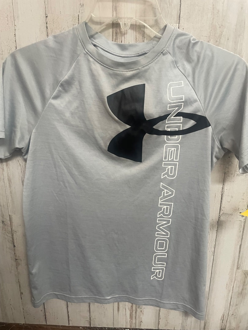 GREY UNDER ARMOUR LOGO TEE, BOYS 14/16