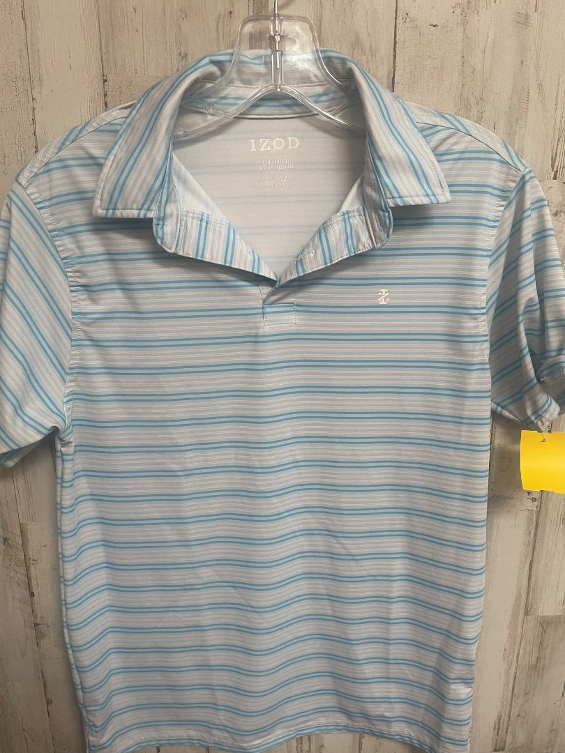 BLUE IZOD STRIPE POLO, BOYS 14/16