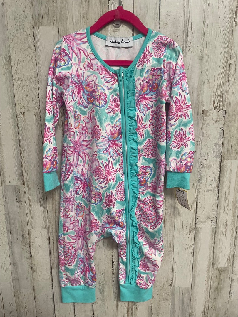 TEAL/PURPLE SASSY SOUL FLORAL ZIP SLEEPER, GIRL 2T