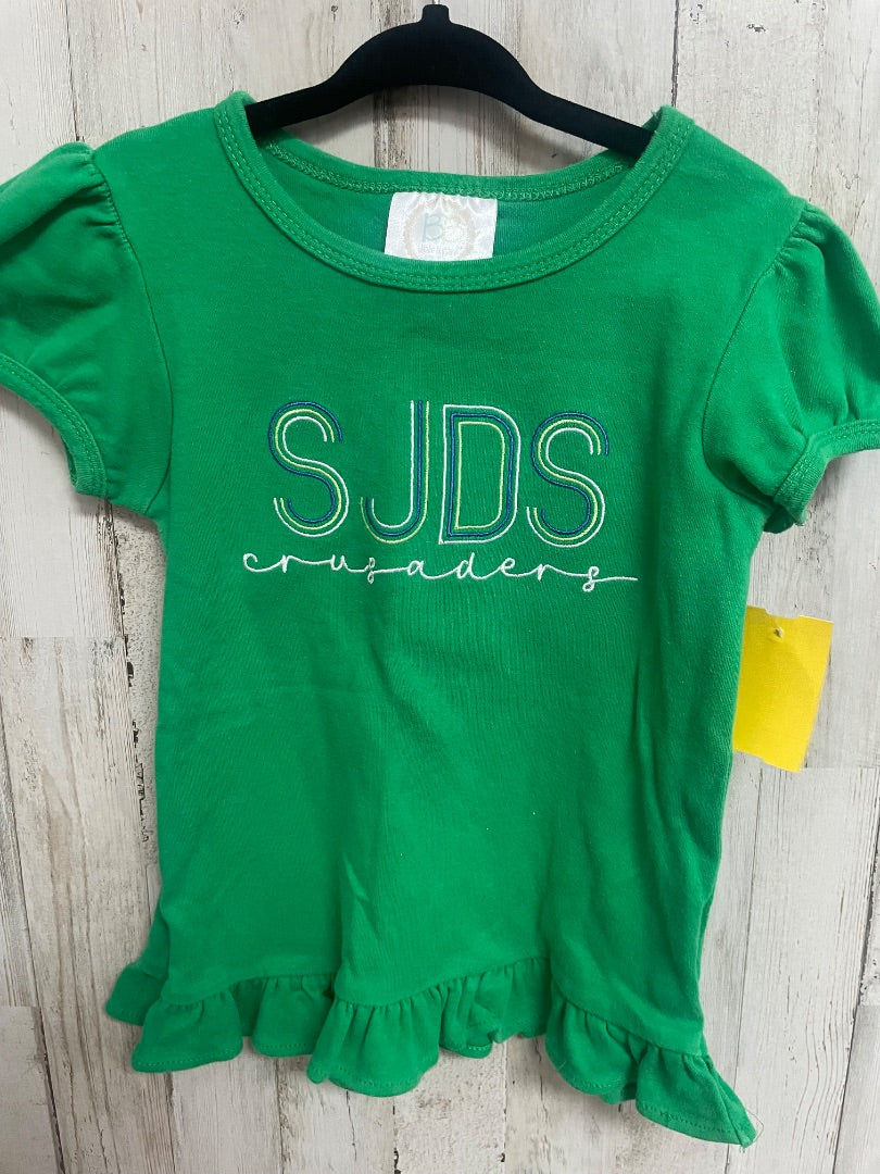 GREEN BB BLANKS SJDS EMBROIDERED RUFFLE TEE, GIRL 3T