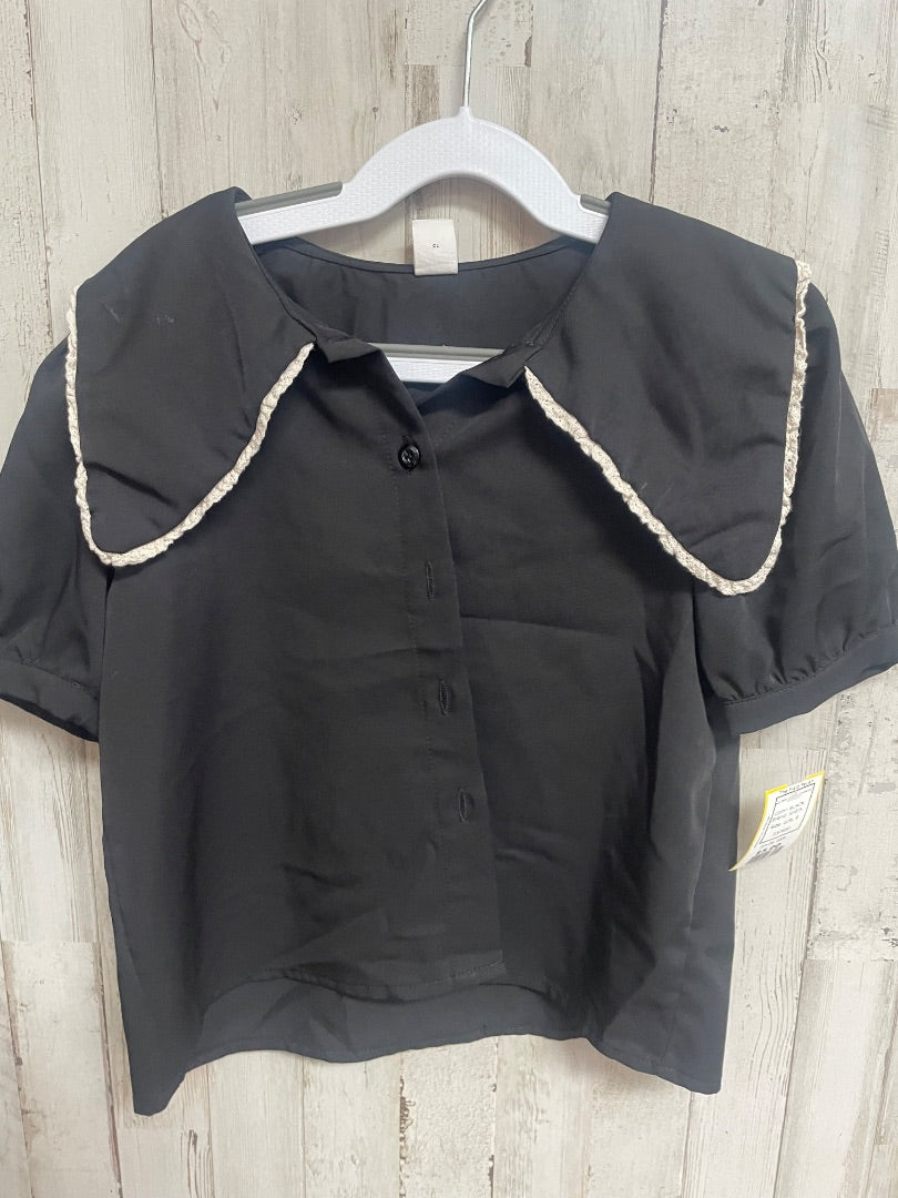 BLACK SHEIN LACE TRIM COLLAR BUTTON UP, GIRL 9