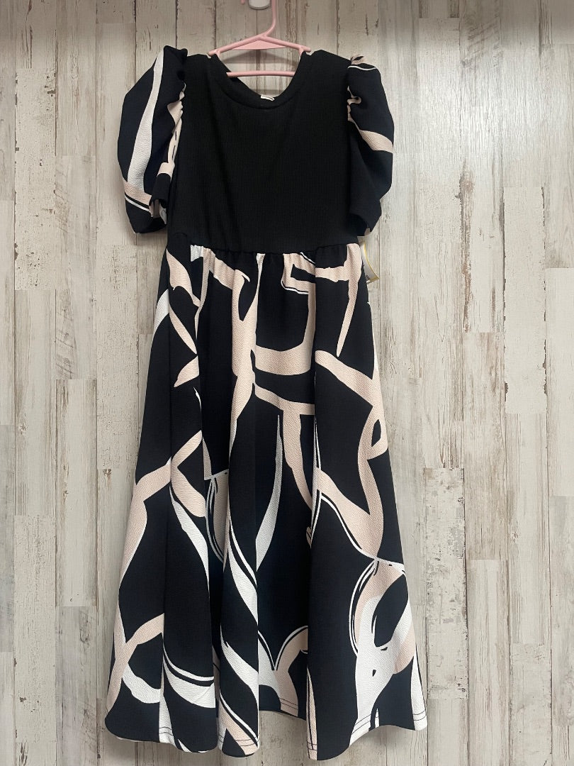 BLACK SHEIN SWIRL PRINT MAXI, GIRL 9