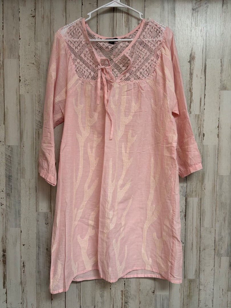PINK VELZERA EMBROIDERED SHEER DRESS, LADIES M/L