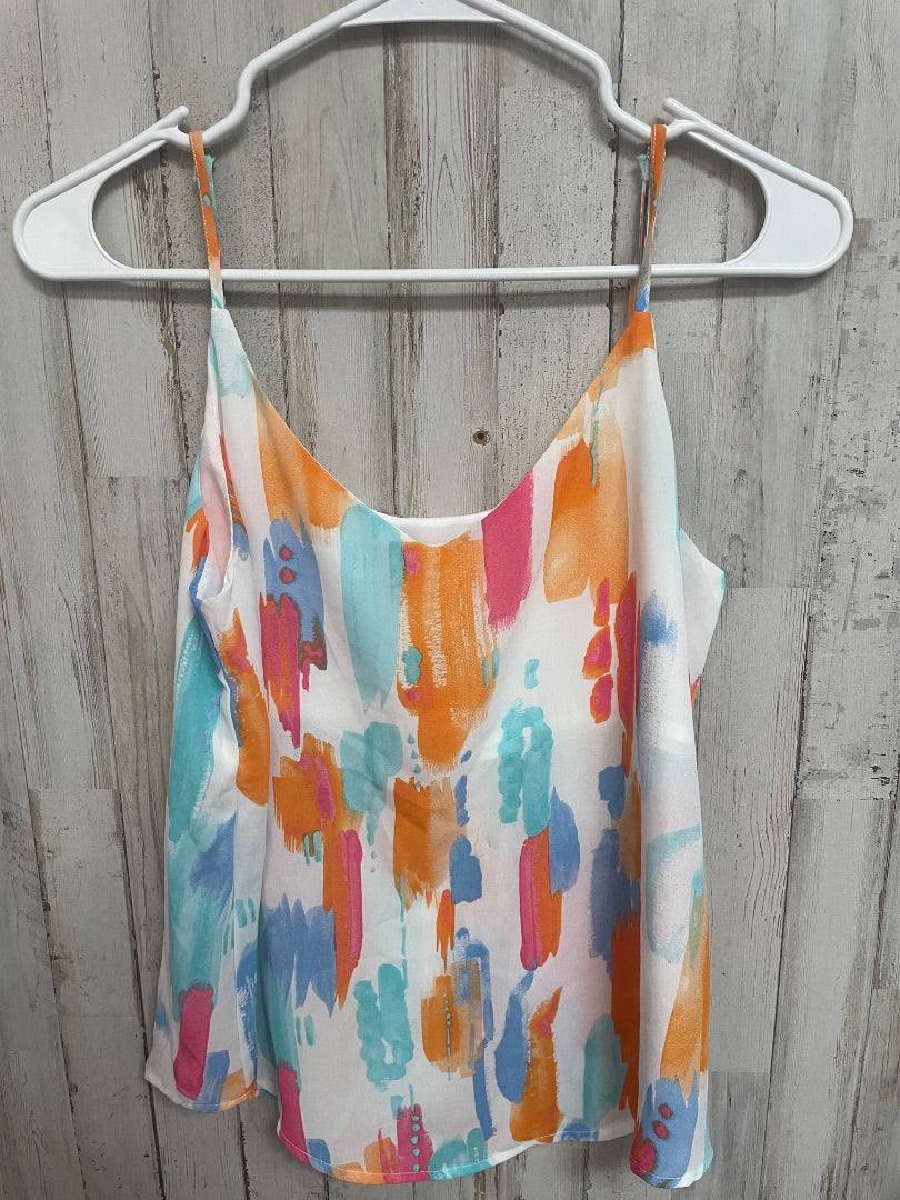 WHITE/MULTI MINE PAINT STROKE FLOWY TANK, LADIES S