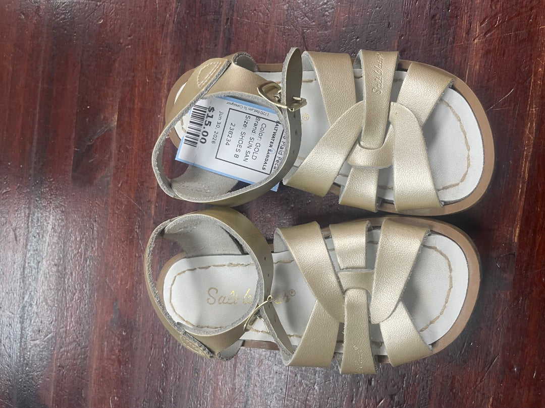 GOLD SUN SAN SALTWATER SANDALS, SHOES 8