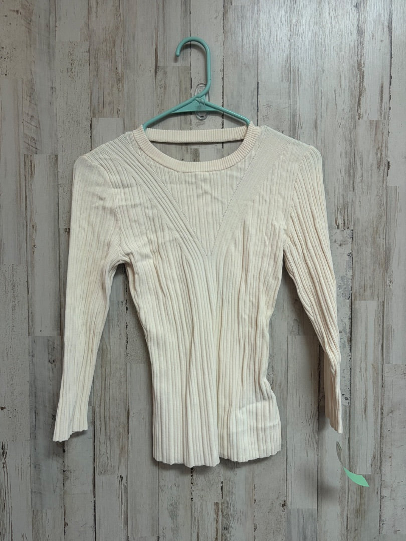 IVORY SEVEN FOR ALL MANKIND RIBBED FITTED OPEN BACK SWEATER, LADIES M