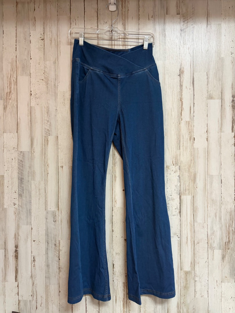 DENIM HALARA PULL ON FLARE JEGGINGS, LADIES M PETITE