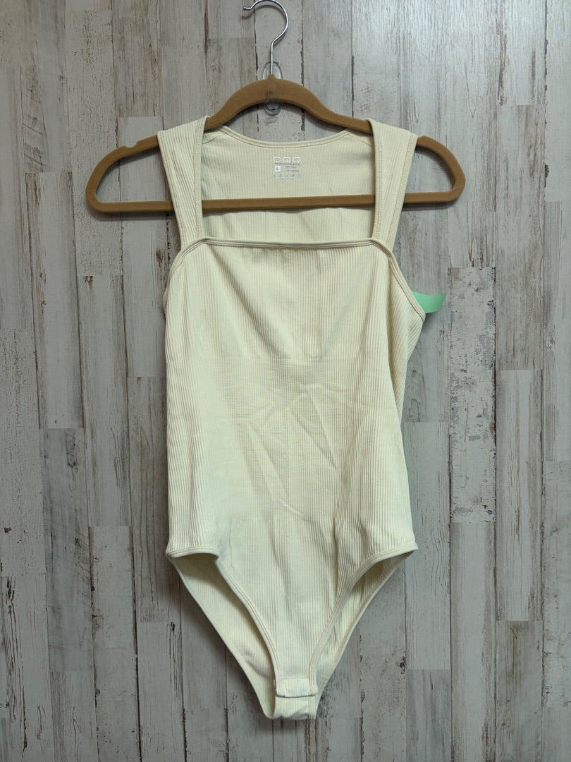 IVORY OQQ SQARE NECK RIBBED BODY SUIT, LADIES L