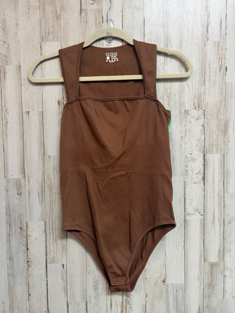 BROWN OQQ SQUARE NECK RIBBED BODYSUIT, LADIES L