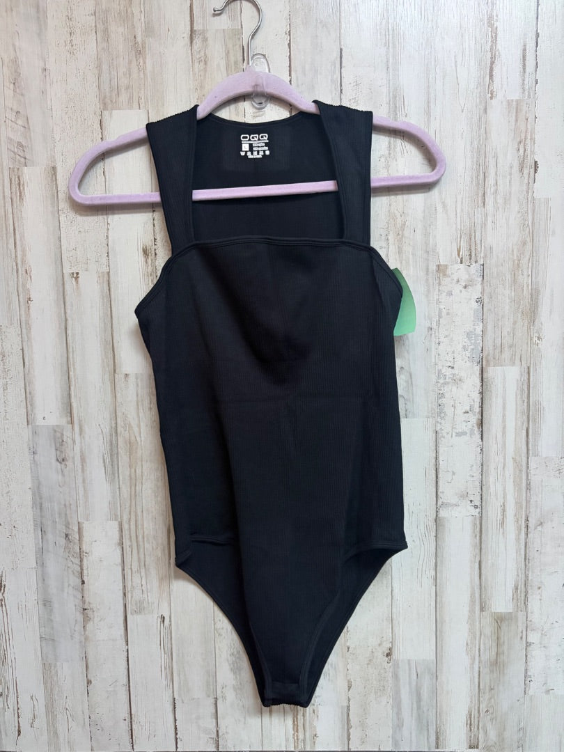 BLACK OQQ SQUARE NECK RIBBED BODSUIT, LADIES L