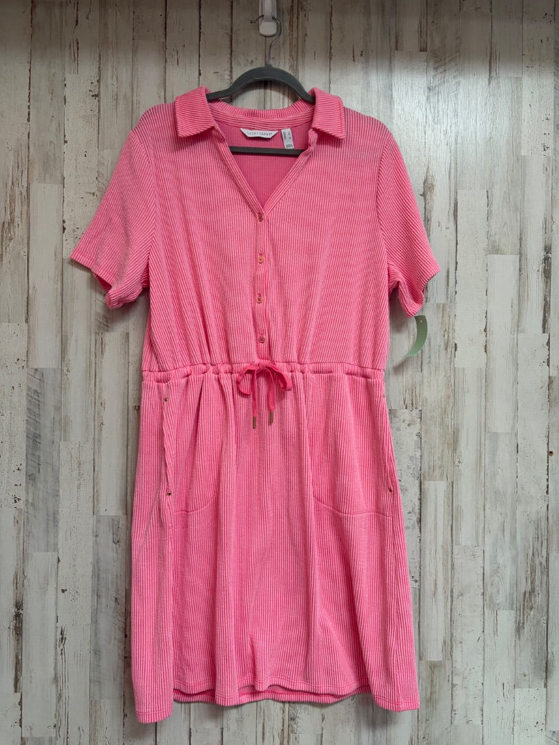 PINK SPORT SAVVY RIBBED BUTTON DRESS, LADIES L