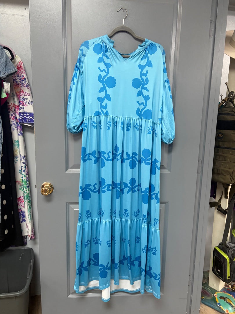 BLUE SOFT FLORAL TIER MAXI, LADIES XL