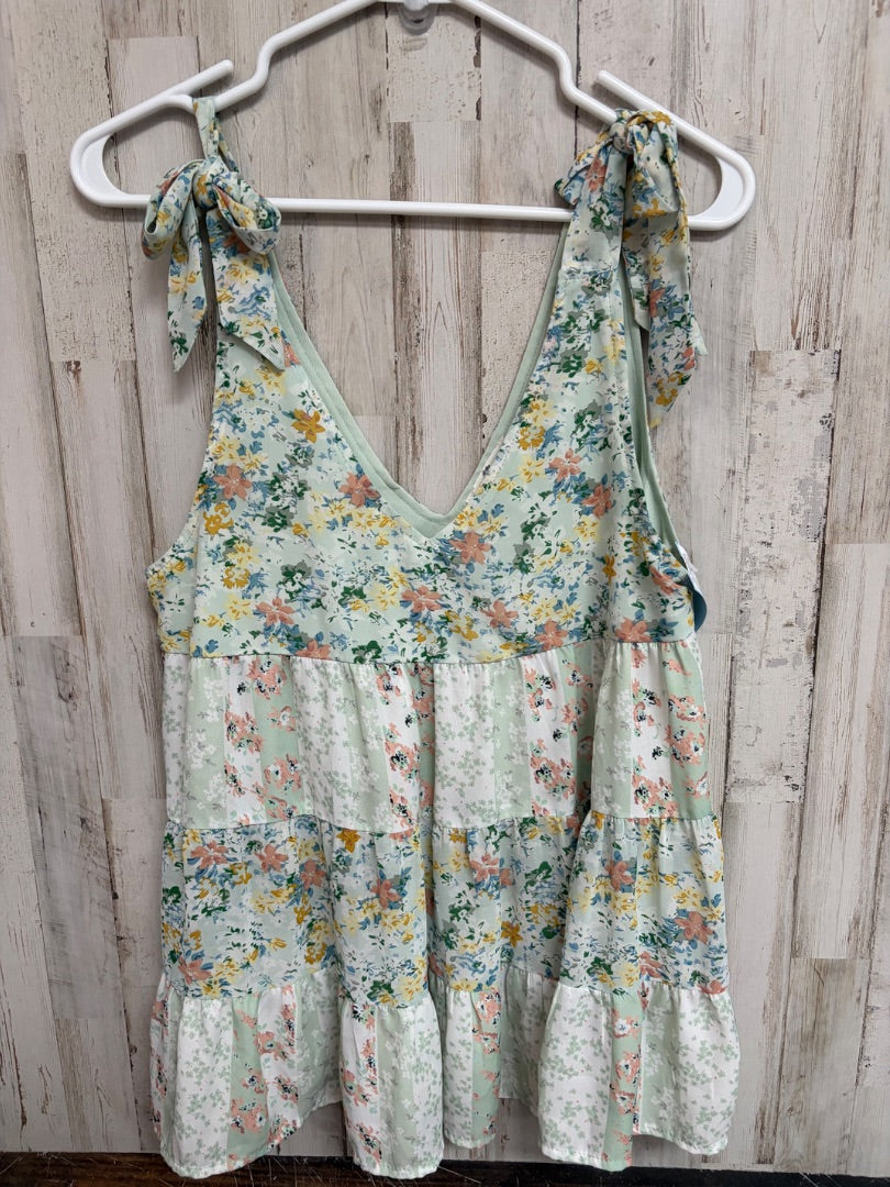 MINT ENTRO FLORAL TIER TANK, LADIES S