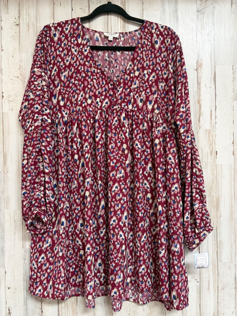 MAROON UMGEE PRINTED BUTTON DRESS, LADIES S