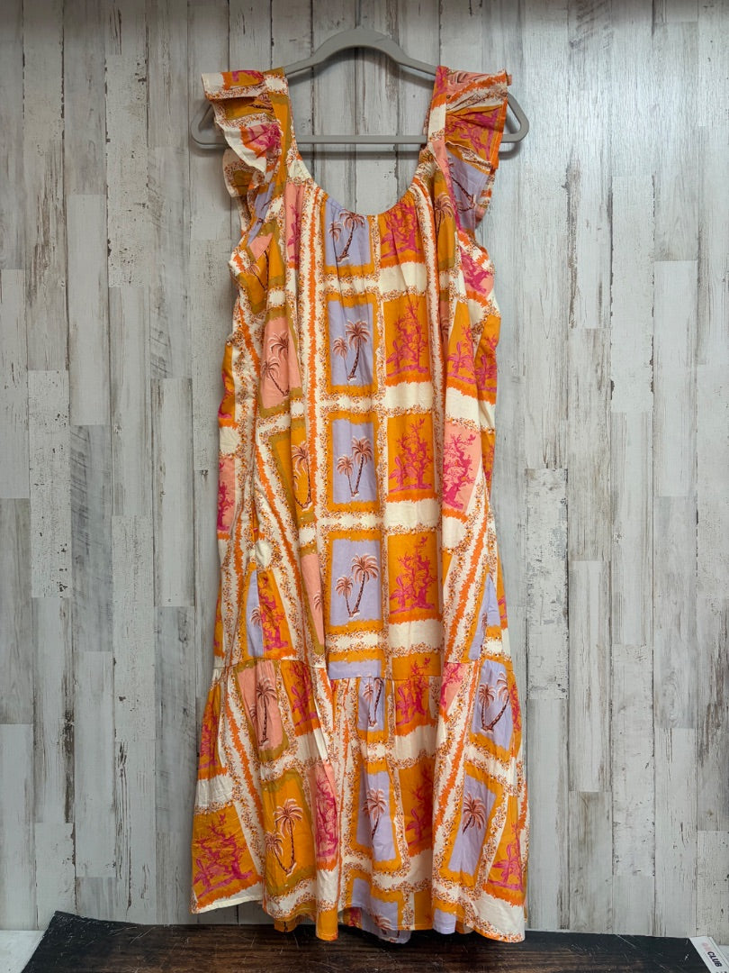 ORANGE LANE BRYANT PALM TREE TIER DRESS SZ 14/16, LADIES XL