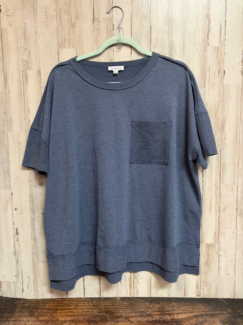 BLUE WESTBOUND TEXTURED POCKET TEE, LADIES XL