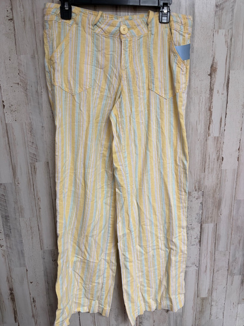 YELLOW JOLT SZ7 STRIPE LINEN PANT, LADIES M