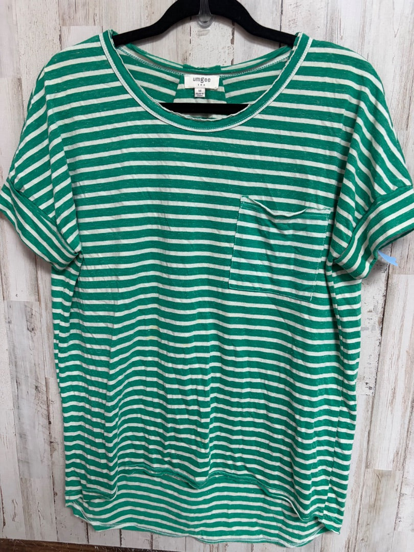 GREEN UMGEE STRIPE POCKET TOP, LADIES M