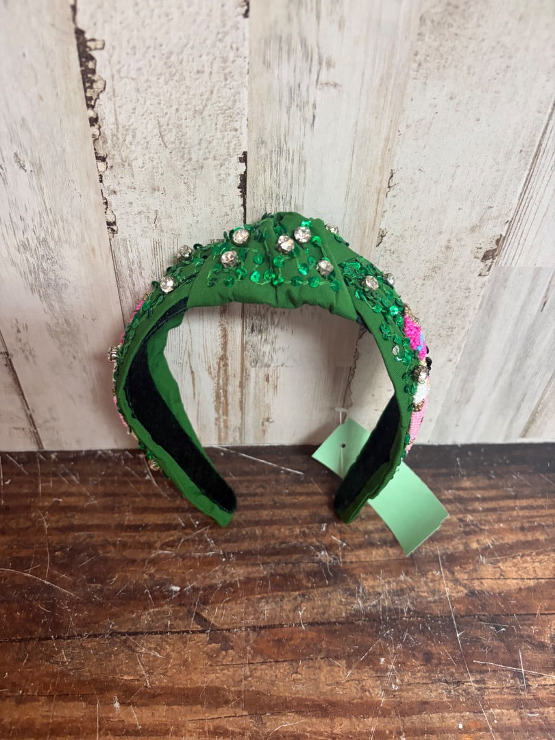 GREEN NUTCRACKER BEADED HEADBAND
