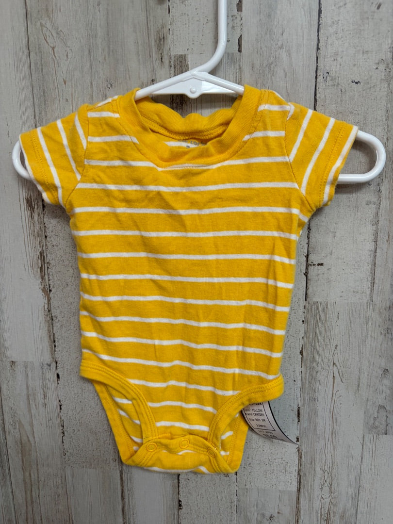 YELLOW CARTERS STRIPE ONESIE, BOY 3M